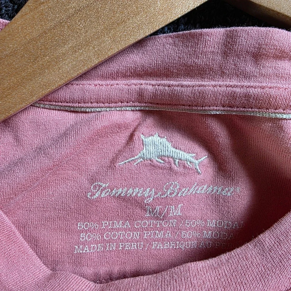 Tommy Bahama T Shirt Men‎ M Pink Short Sleeve Pima Cotton Modal Coastal Summer